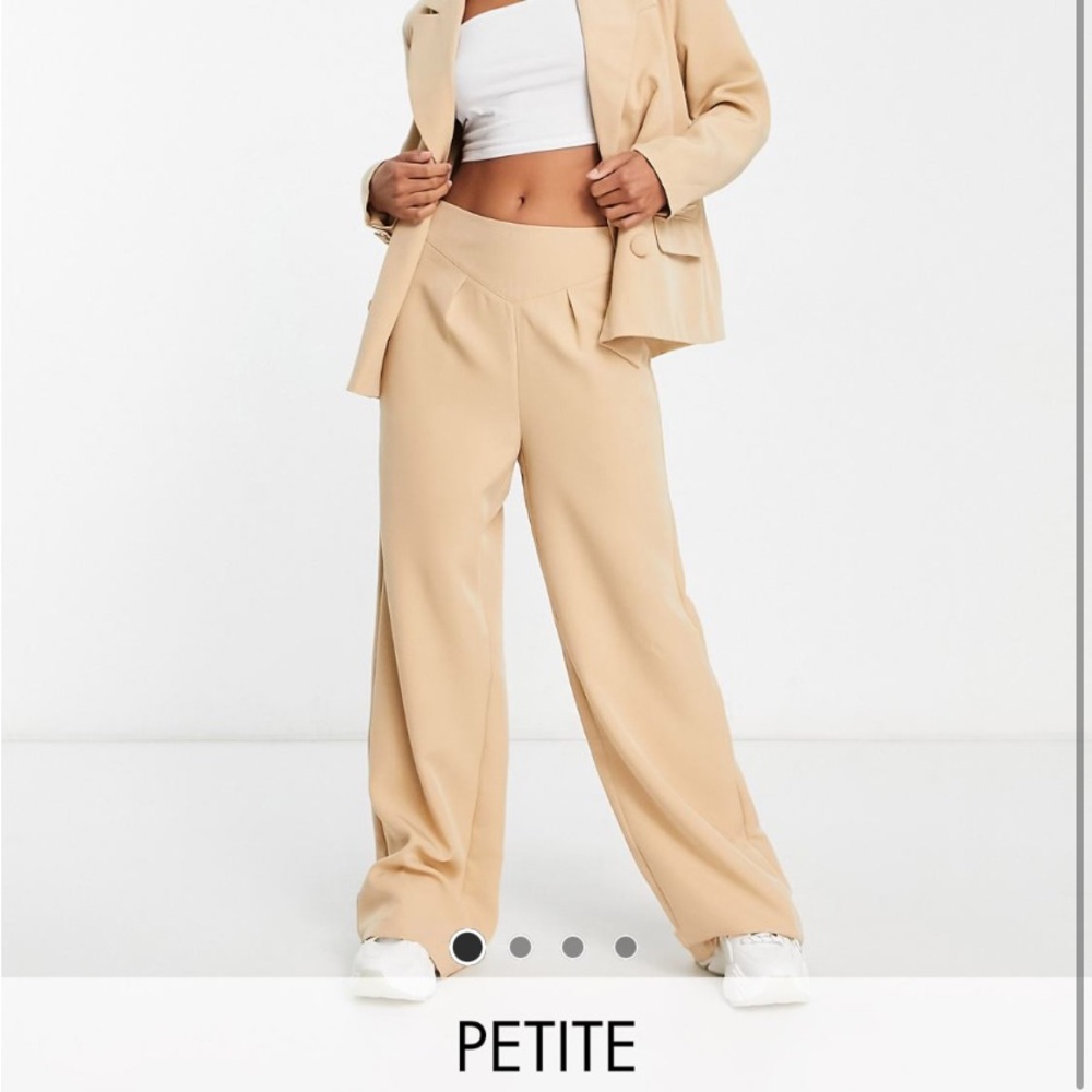 ASOS Petite Wide Leg Pants in Beige